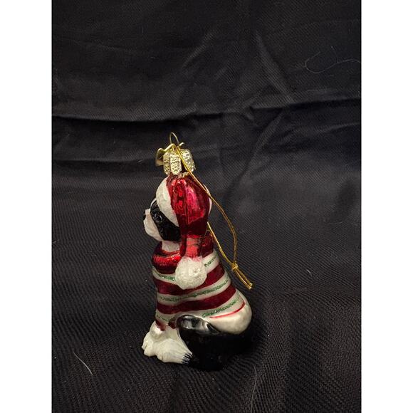 Kurt Adler Boston Terrier Christmas Tree Glass Ornament Dogs Puppies Santa - Picture 3 of 7